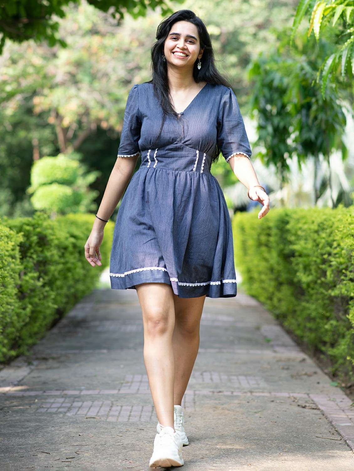 women solid short sleeve a-line dress