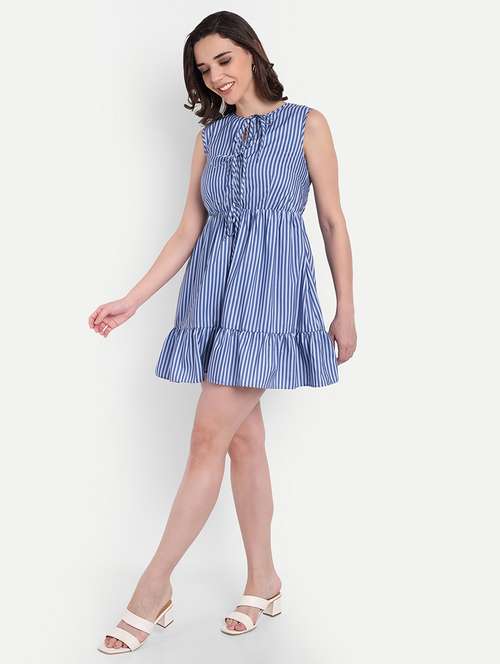 women striped sleeveless tiered dress - 22143943 -  Standard Image - 0