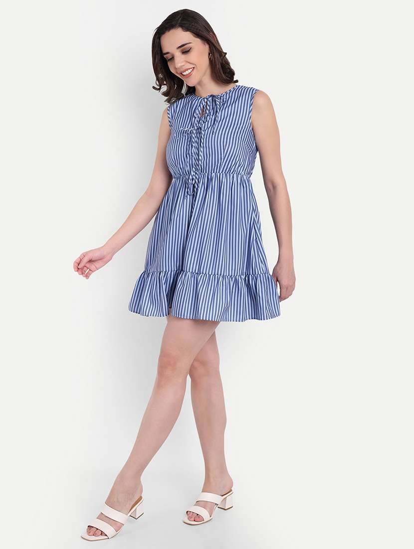 women striped sleeveless tiered dress - 22143943 -  Zoom Image - 0