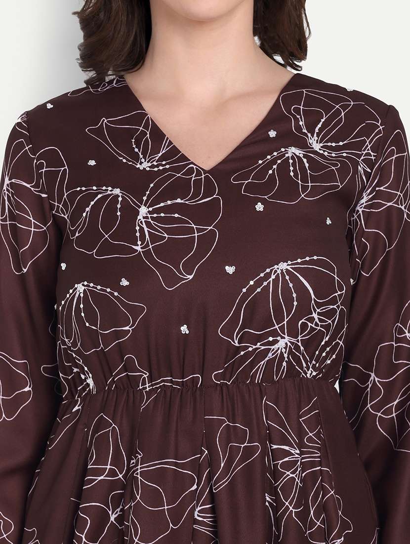 women printed bell sleeve a-line dress - 22143944 -  Standard Image - 5