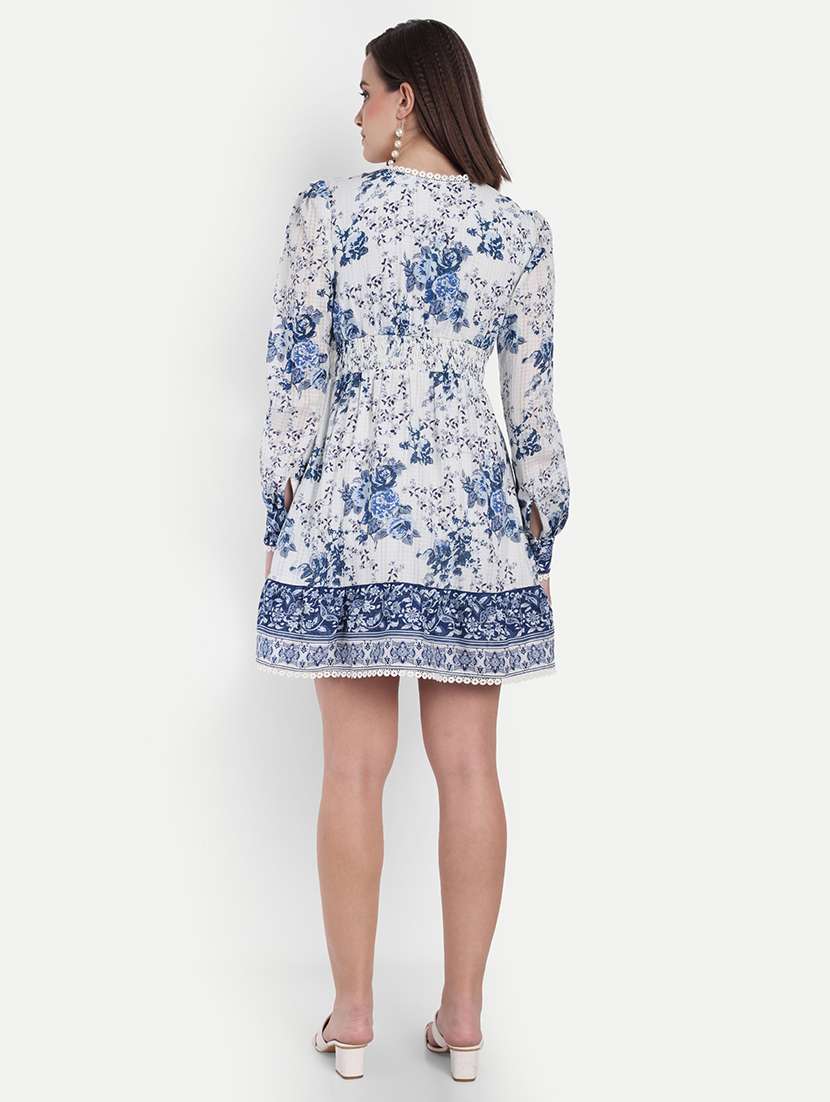 women floral print puff sleeve a-line dress - 22143945 -  Standard Image - 3