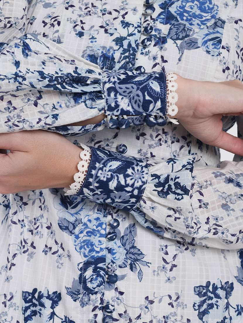 women floral print puff sleeve a-line dress - 22143945 -  Standard Image - 5