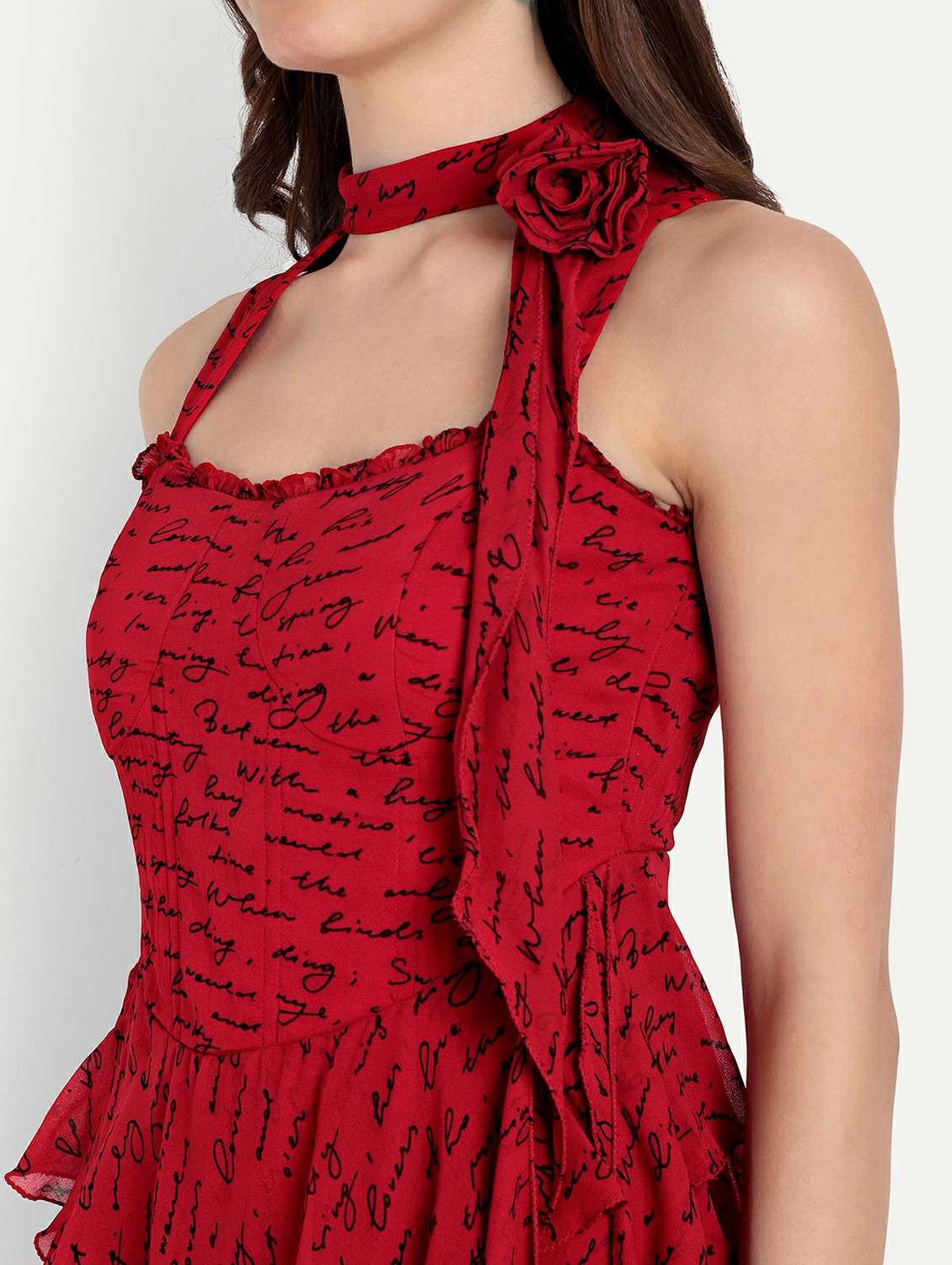 women printed sleeveless layered dress - 22143952 - Standard Image - 5