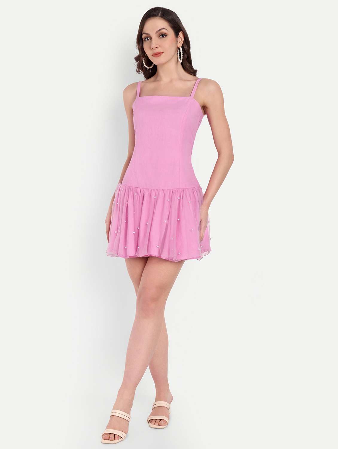 women embellished shoulder strap tiered dress - 22143953 -  Standard Image - 3