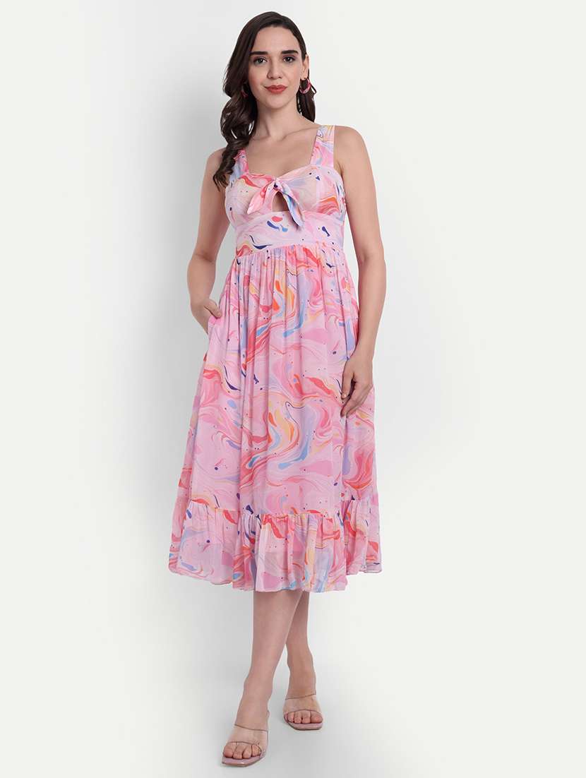 women printed sleeveless tiered dress - 22143962 -  Zoom Image - 0