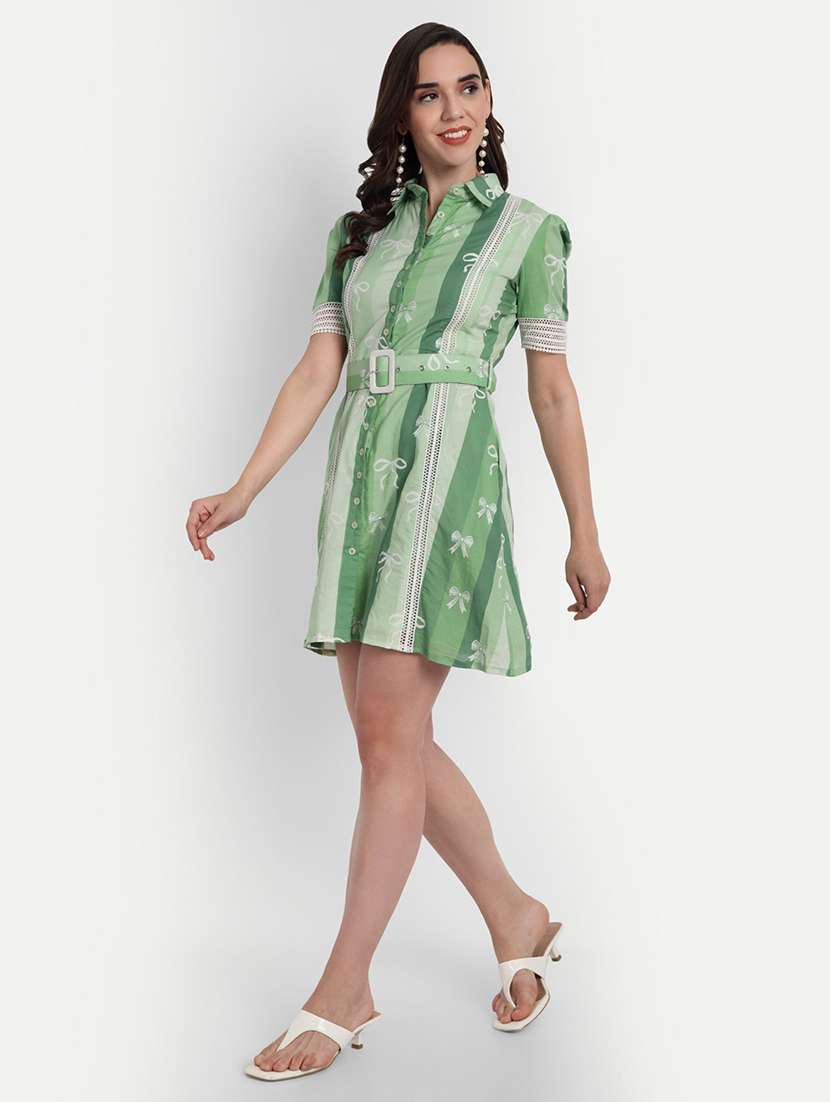 women printed puff sleeve collared shirt dress - 22143964 -  Standard Image - 3