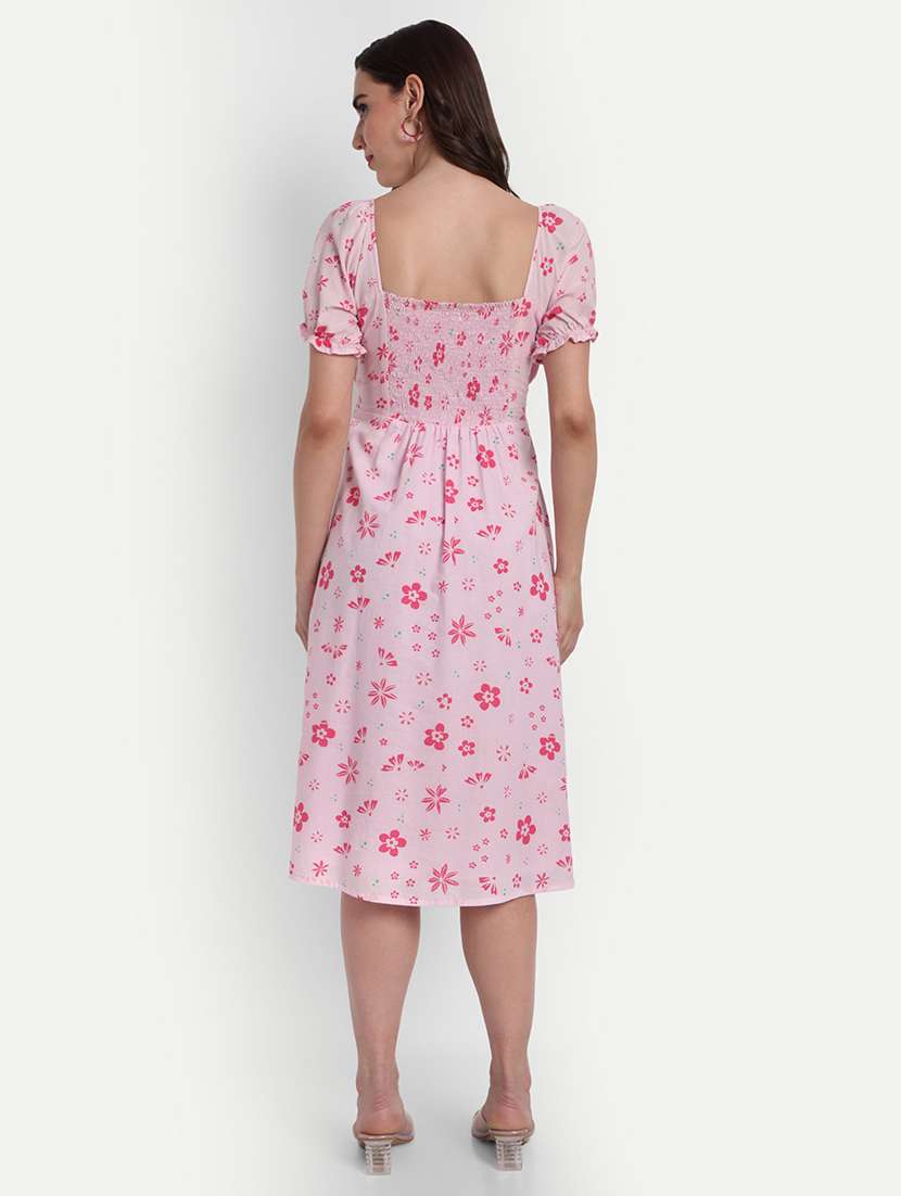 women floral print puff sleeve a-line dress - 22143966 -  Standard Image - 3