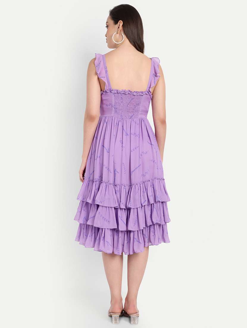 women printed sleeveless layered a-line dress - 22143970 - Standard Image - 3