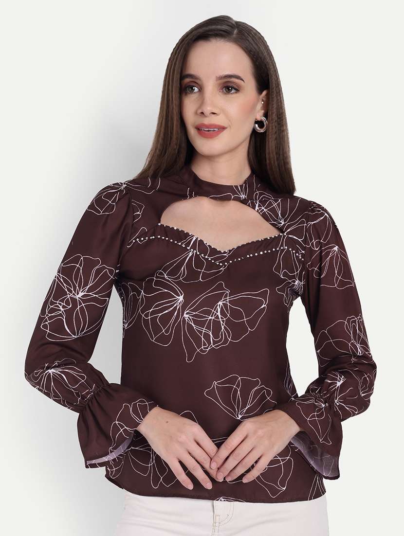 women printed bell sleeve regular top - 22143981 - Zoom Image - 0