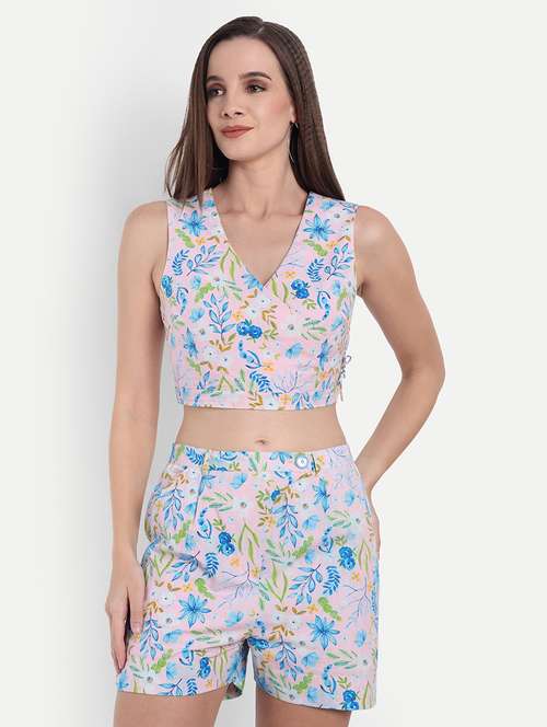 women printed sleeveless crop top - 22143983 - Standard Image - 0