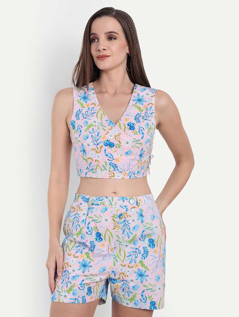 women printed sleeveless crop top - 22143983 - Zoom Image - 0