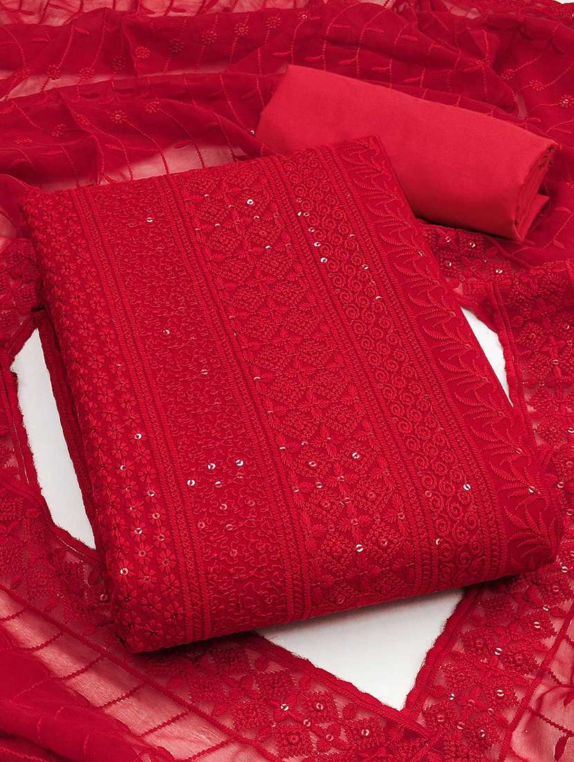 women solid with work embroidered unstitched suit set