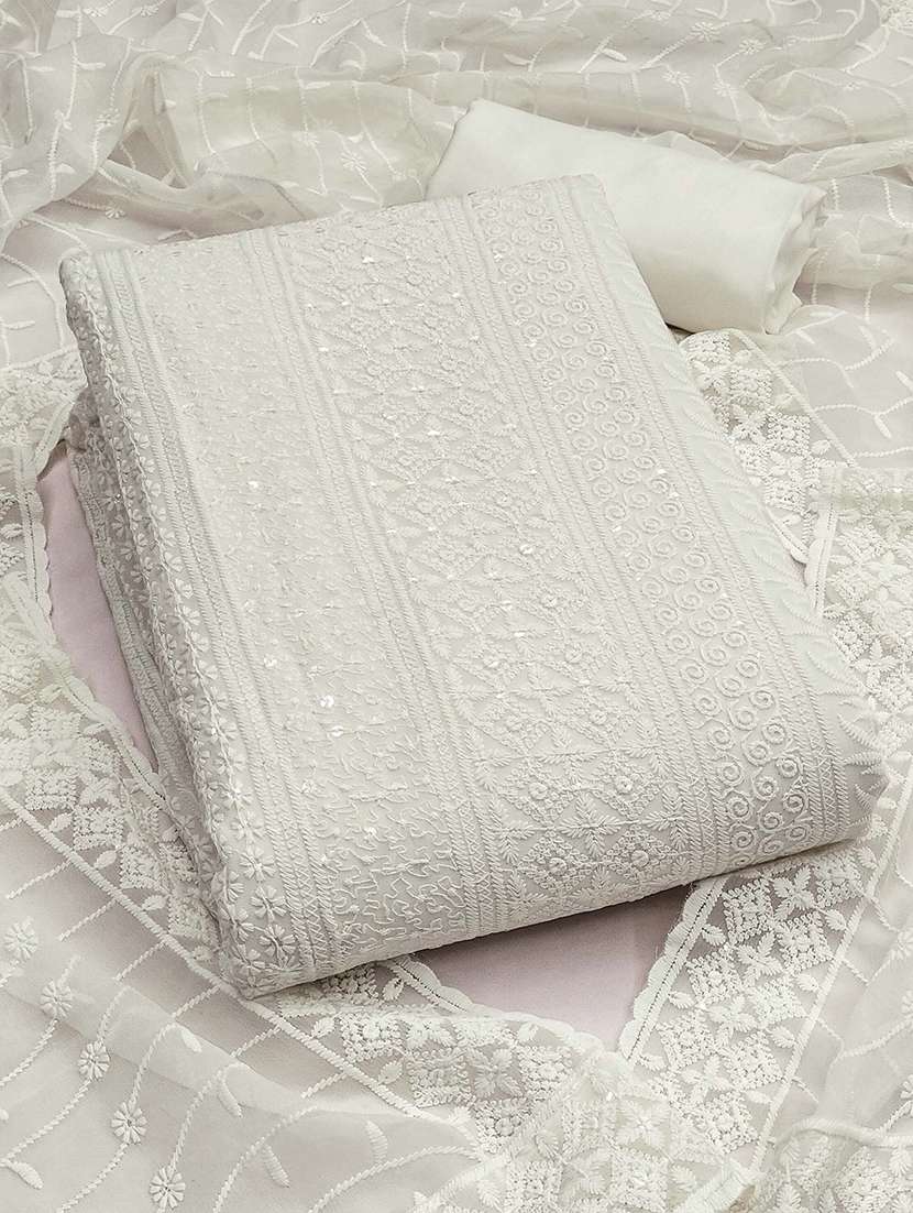 women solid with work embroidered unstitched suit set