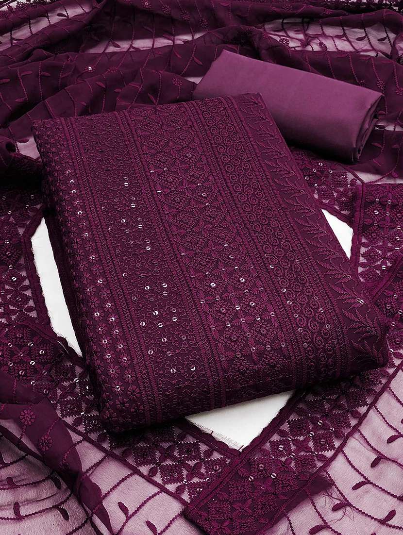 women solid with work embroidered unstitched suit set