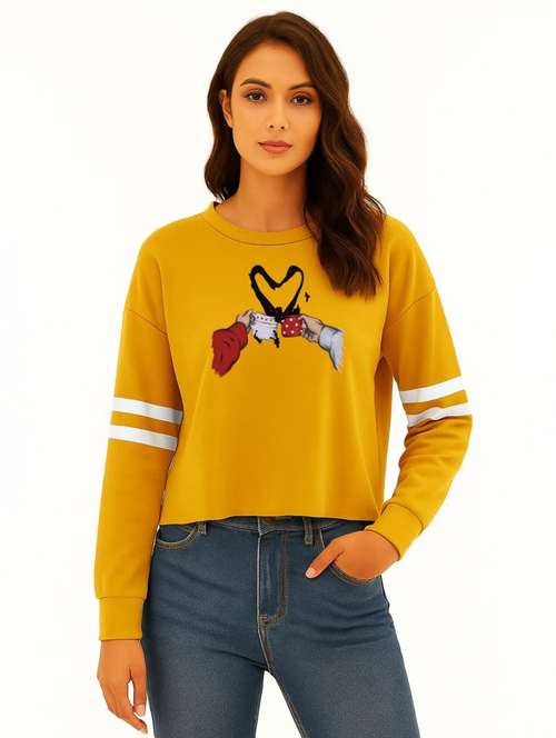 women front print round neck t-shirt - 22144051 - Standard Image - 0