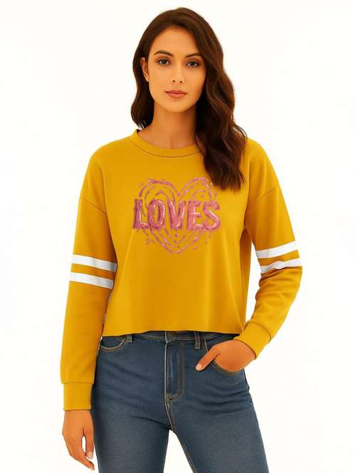 women front print round neck t-shirt - 22144053 - Standard Image - 0