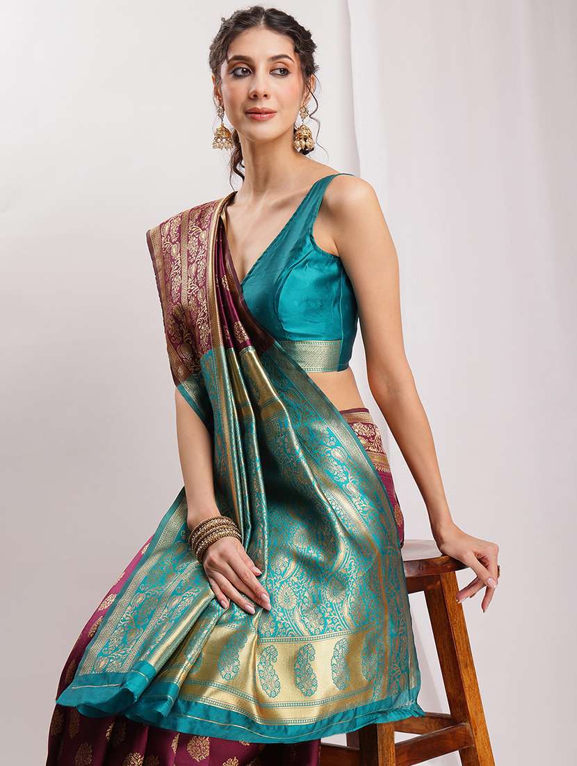 women self design banarasi saree with blouse - 22144636 -  Standard Image - 5