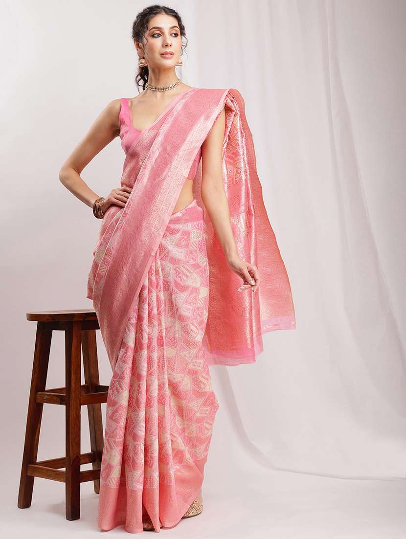 women self design banarasi saree with blouse