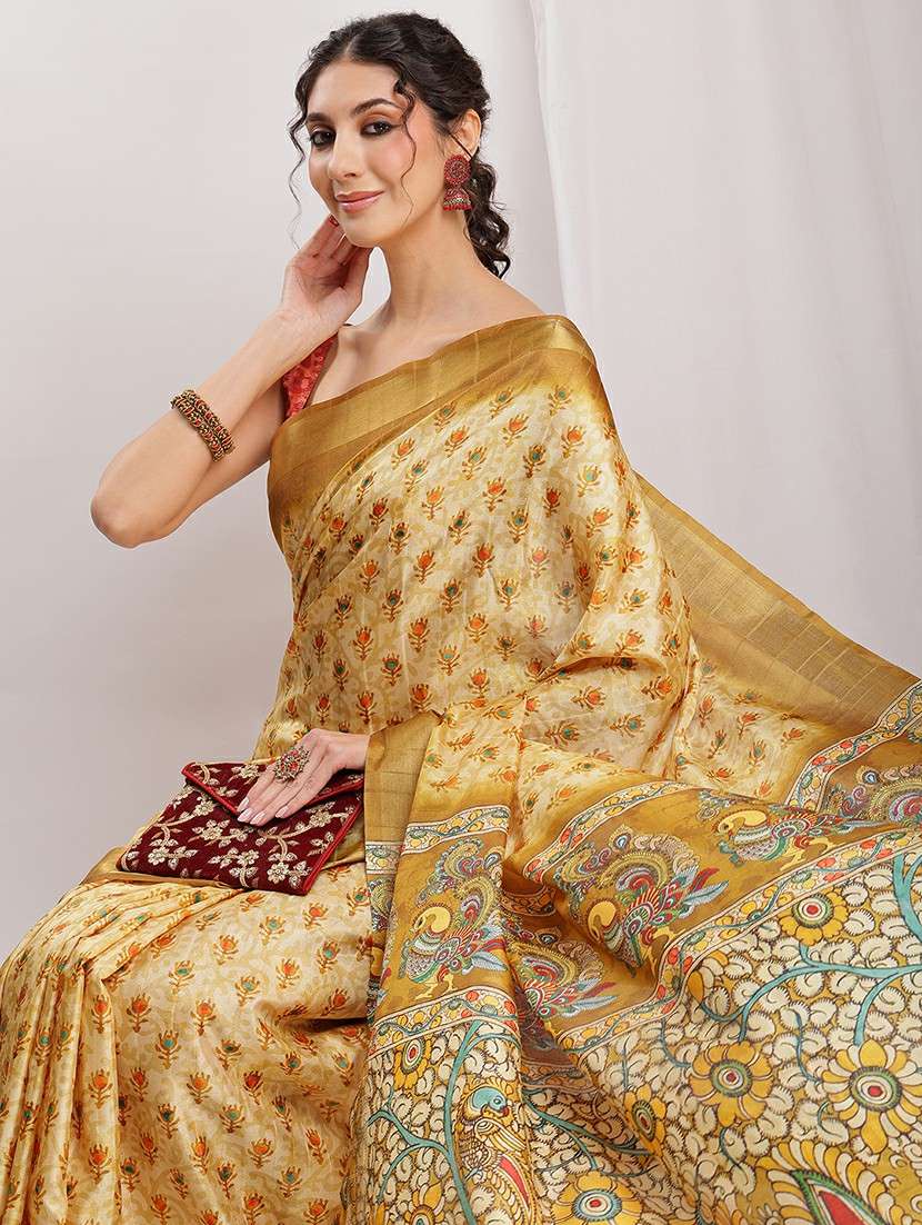 women kalamkari printed saree with blouse - 22144648 -  Standard Image - 5