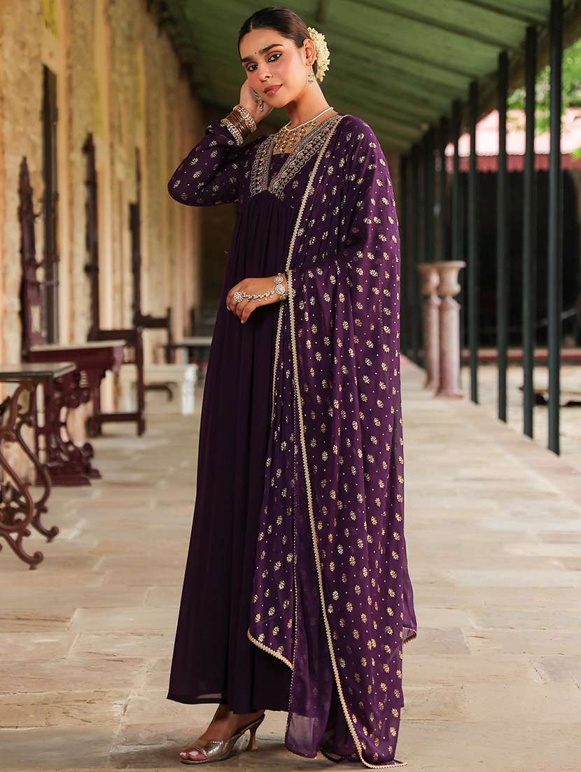 women embroidered long sleeve kurta dupatta set - 22144653 -  Standard Image - 3
