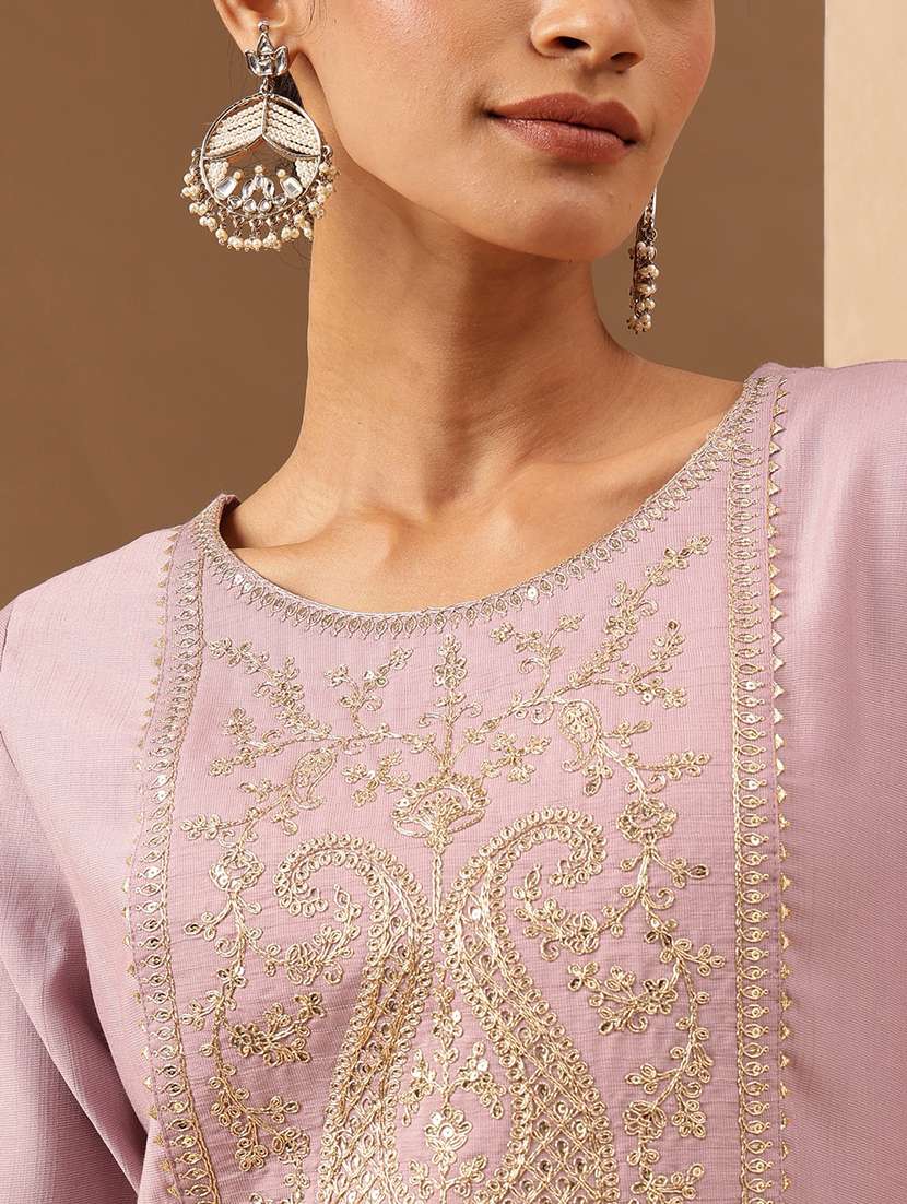 women embroidered three quarter sleeve kurta skirt set - 22144681 -  Standard Image - 5