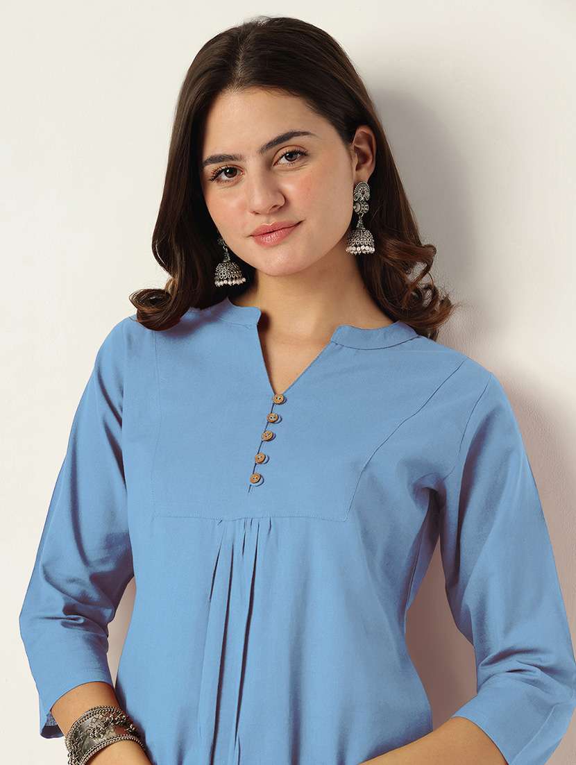 women three quarter sleeve regular fit ethnic co-ord set - 22144885 -  Standard Image - 5