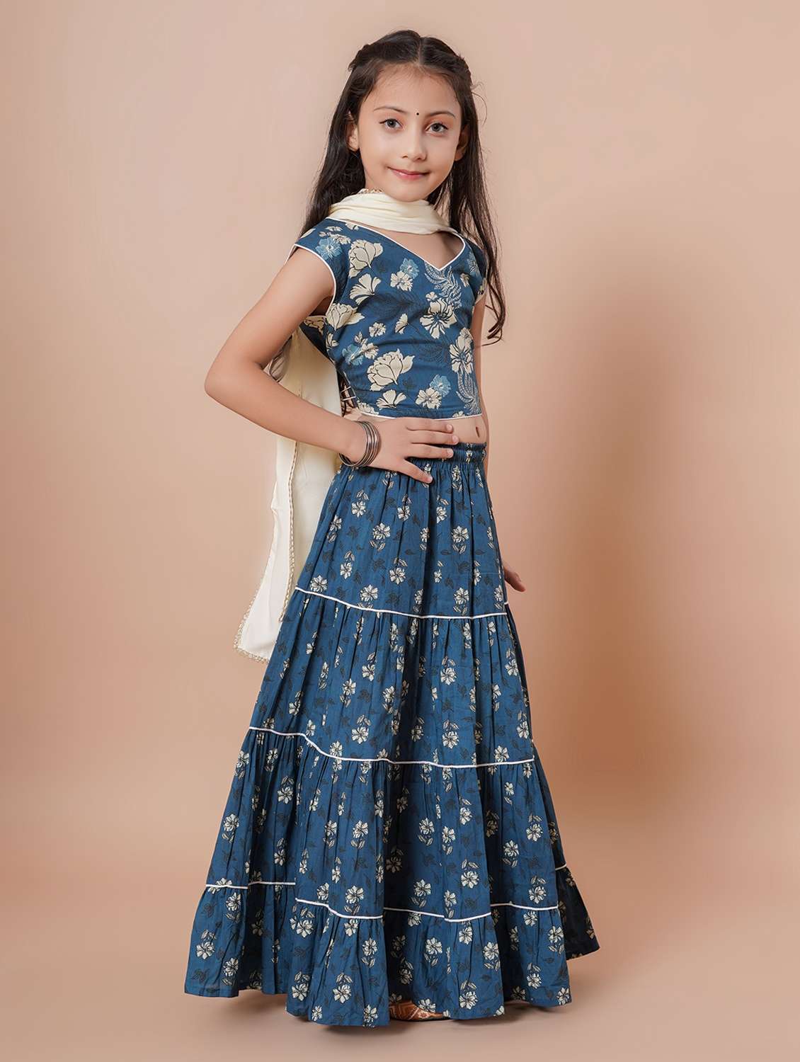 girls primted lehenga and choli with dupatta - 22144886 -  Standard Image - 3
