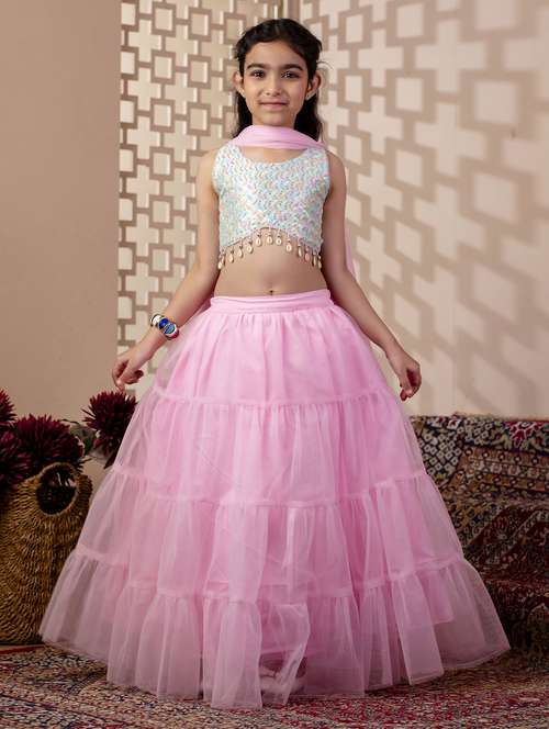 girls embroidered lehenga and choli with dupatta - 22144895 -  Standard Image - 0