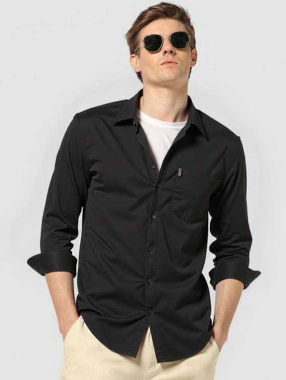 men solid long sleeve regualr fit casual shirt - 22144909 - Zoom Image - 0