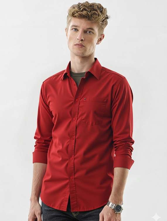 men solid long sleeve regualr fit casual shirt - 22144913 - Zoom Image - 0
