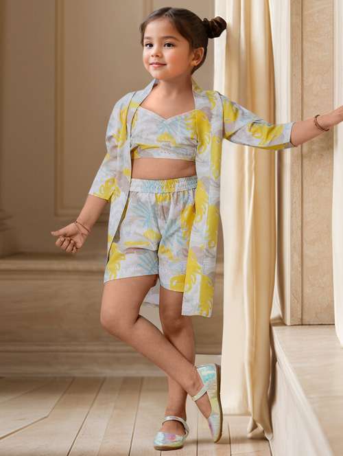 girls printed shorts & top set co-ord set - 22144916 -  Standard Image - 0