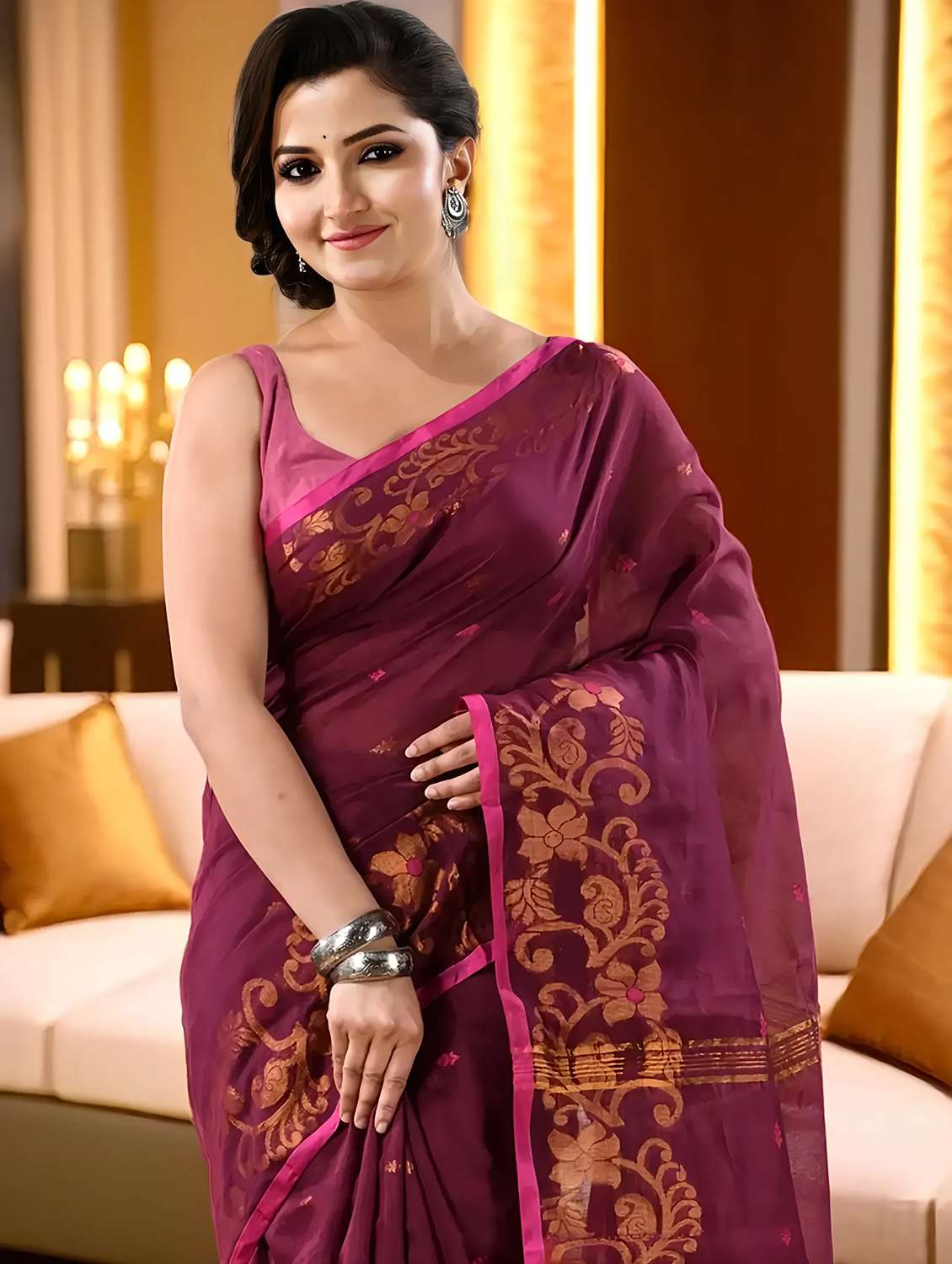 women self design handloom saree with blouse - 22144954 - Standard Image - 3