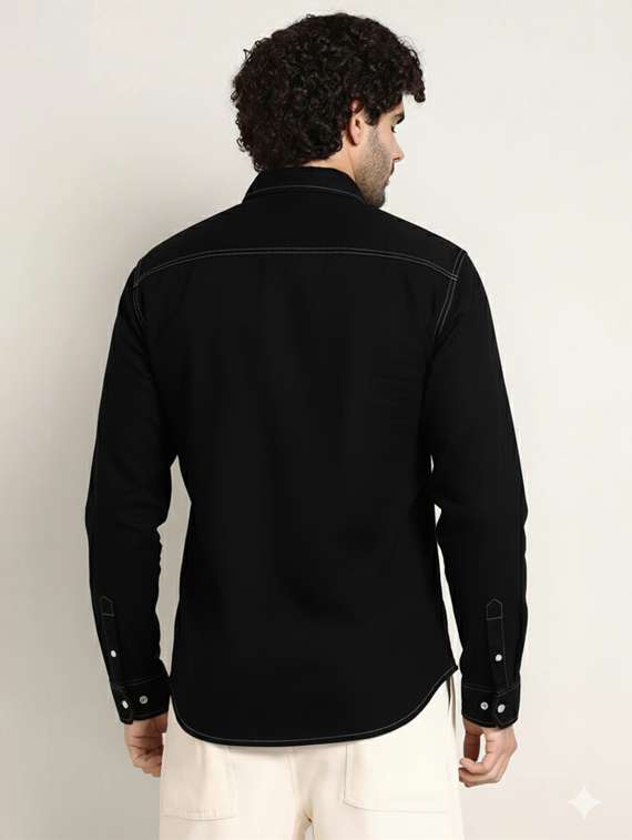 men solid long sleeve regualr fit casual shirt - 22145005 - Standard Image - 3