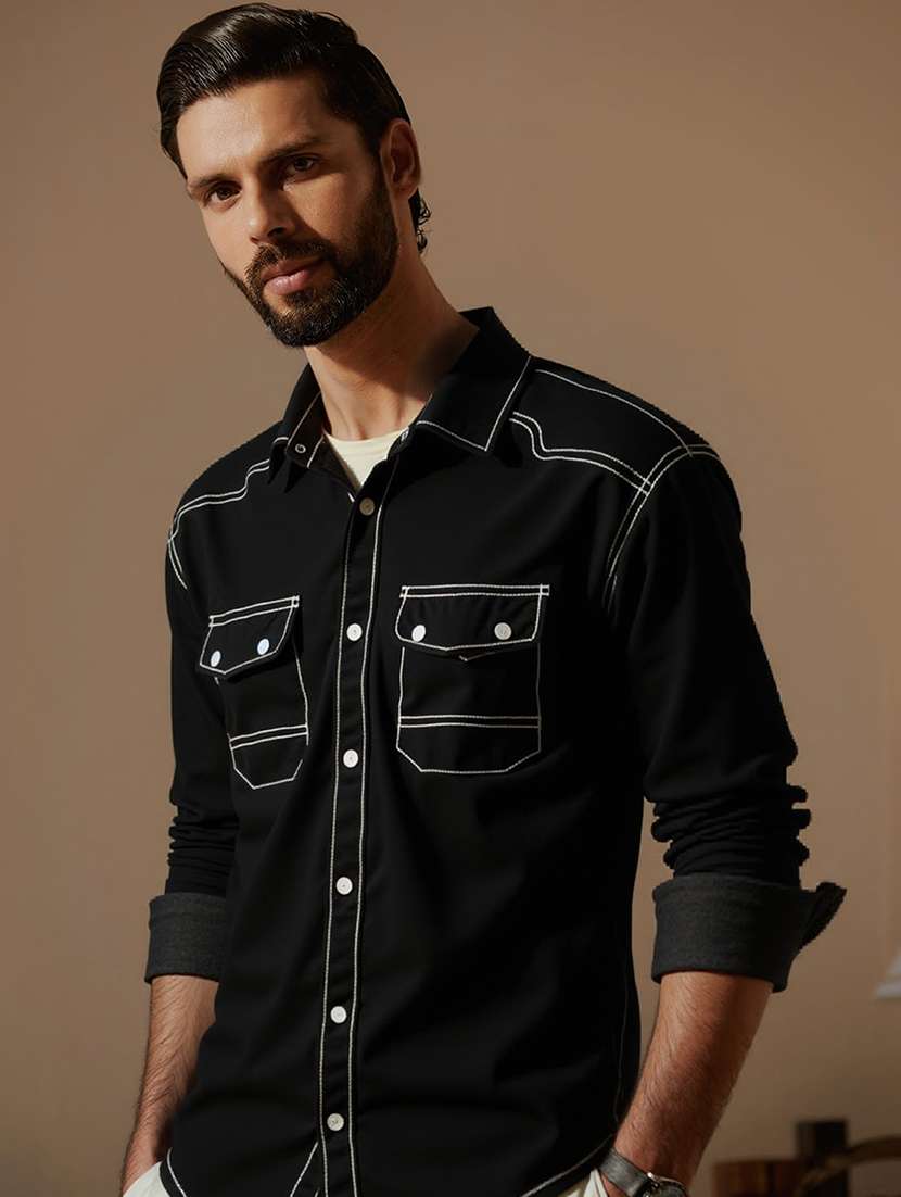 men solid long sleeve regualr fit casual shirt