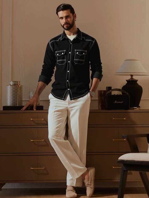 men solid long sleeve regualr fit casual shirt - 22145006 -  Standard Image - 3