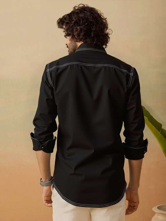 men solid long sleeve regualr fit casual shirt - 22145008 -  Standard Image - 3