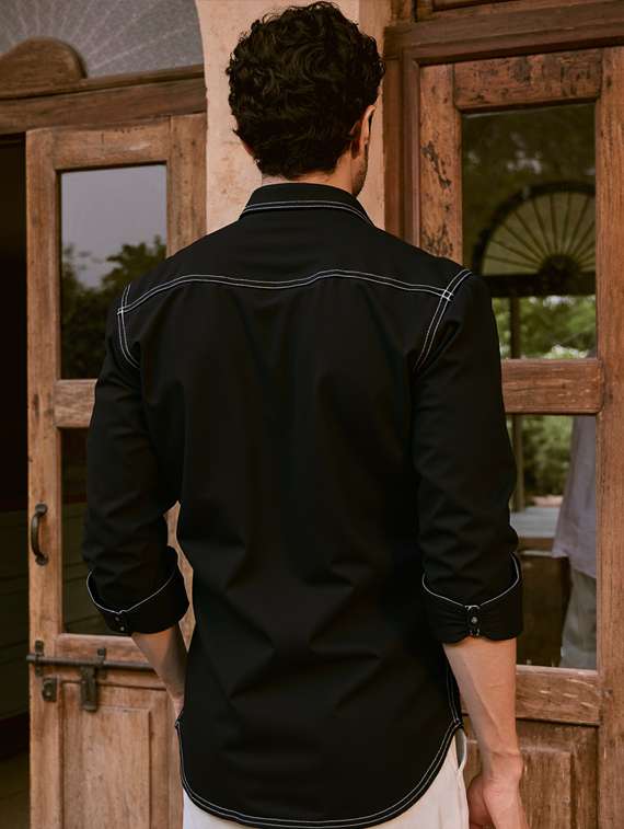 men solid long sleeve regualr fit casual shirt - 22145009 - Standard Image - 3