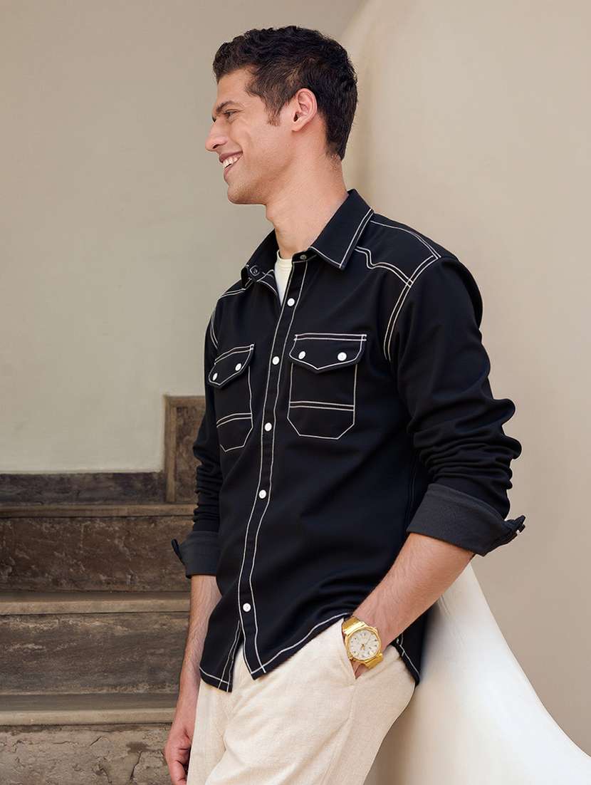 men solid long sleeve regualr fit casual shirt