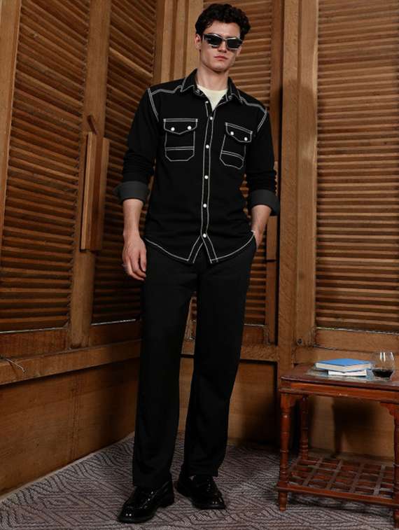 men solid long sleeve regualr fit casual shirt - 22145012 -  Standard Image - 3