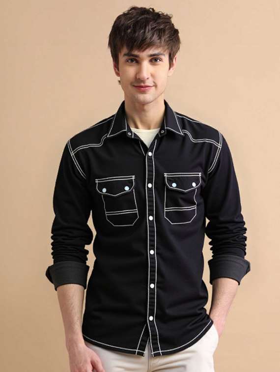 men solid long sleeve regualr fit casual shirt