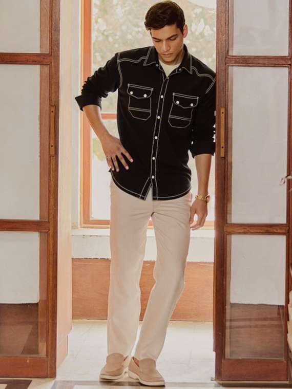 men solid long sleeve regualr fit casual shirt - 22145017 -  Standard Image - 3