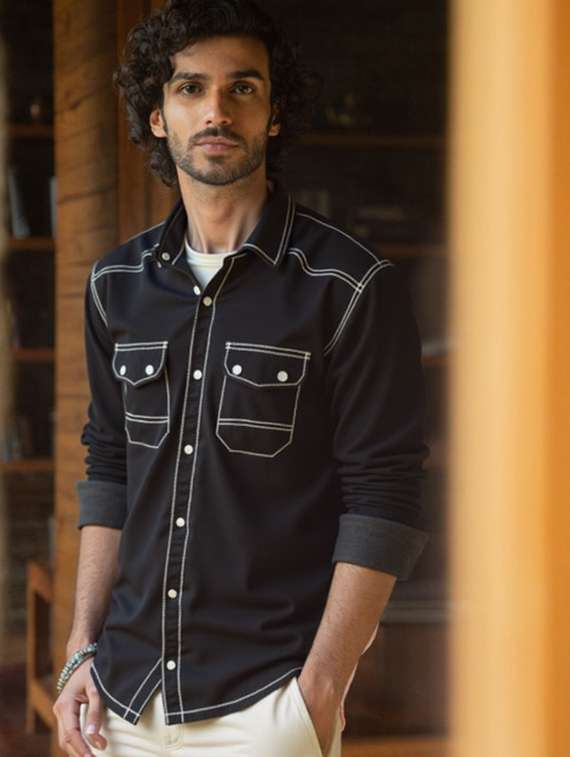 men solid long sleeve regualr fit casual shirt