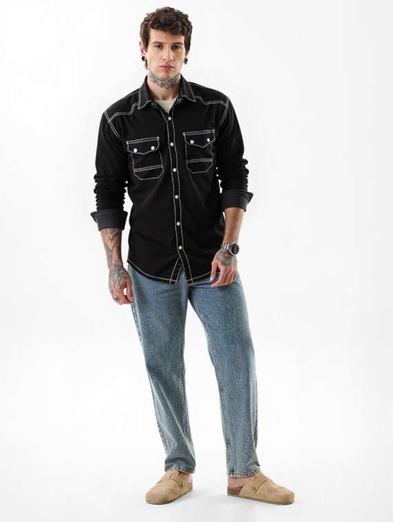 men solid long sleeve regualr fit casual shirt - 22145019 - Standard Image - 3