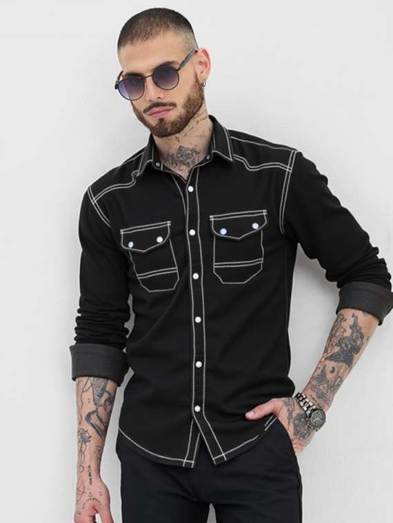 men solid long sleeve regualr fit casual shirt