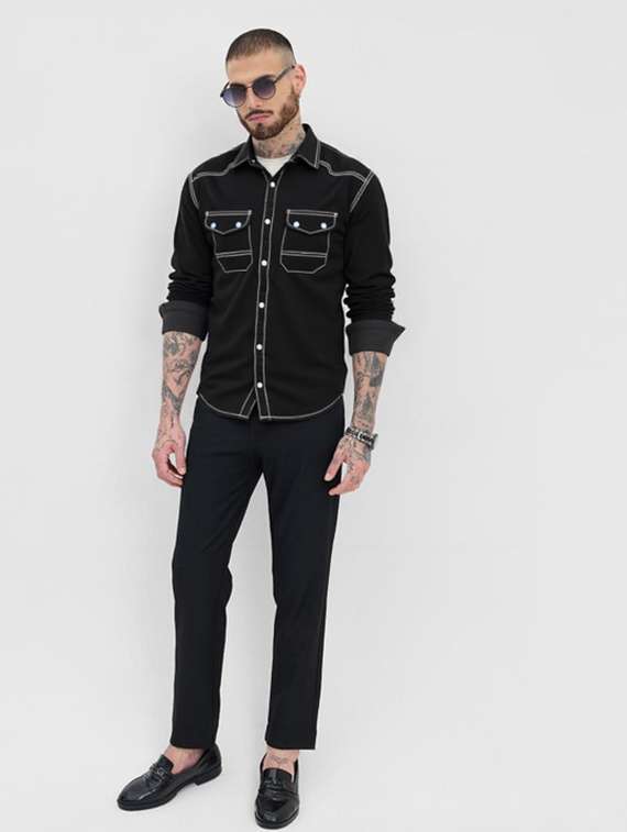 men solid long sleeve regualr fit casual shirt - 22145020 -  Standard Image - 3