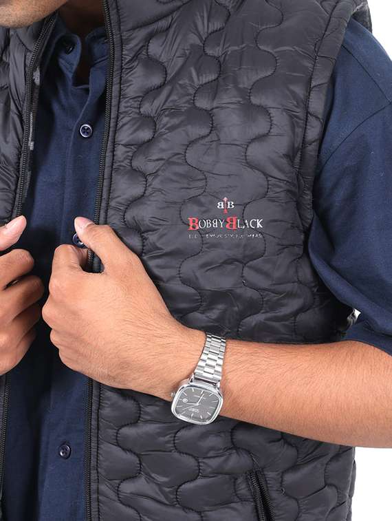 men solid sleeveless puffer jacket - 22145055 -  Standard Image - 5