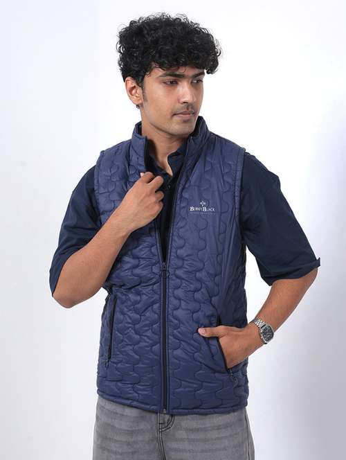 men solid sleeveless puffer jacket - 22145056 -  Standard Image - 0
