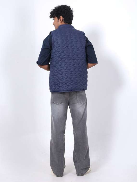 men solid sleeveless puffer jacket - 22145056 -  Standard Image - 5