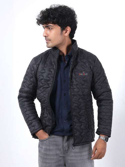 men solid long sleeve stand collar puffer jacket - 22145059 -  Standard Image - 0