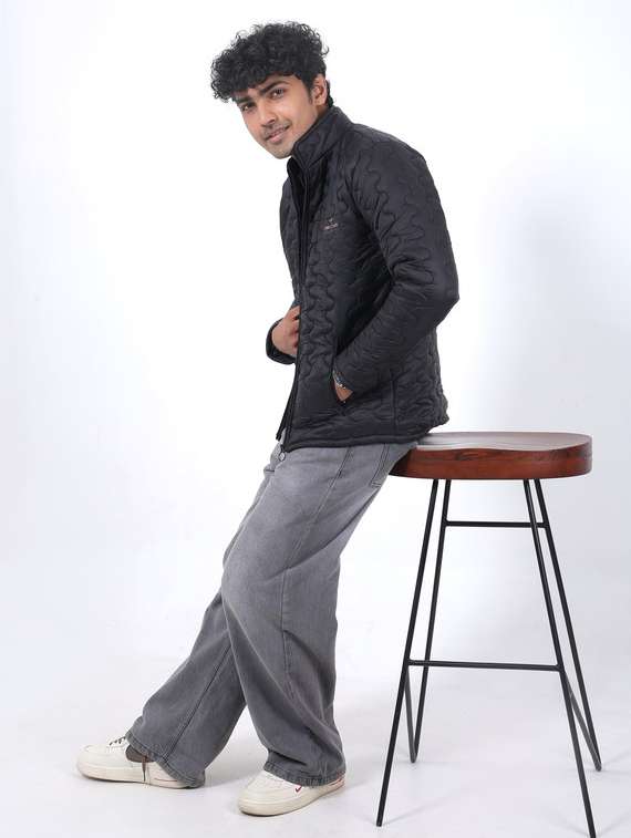 men solid long sleeve stand collar puffer jacket - 22145059 -  Standard Image - 3